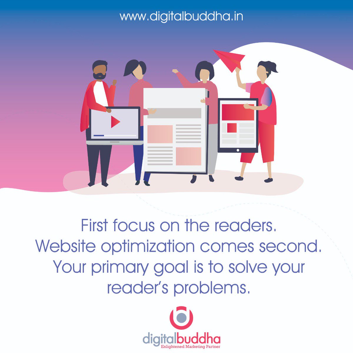 buddha_digital's tweet image. SEO Tip 👉 Your first aim is to focus on your readers.i.e., you have to solve your reader&apos;s problem by making them feel comfortable and understand about your product &amp;amp; services easily. You can optimize your website later also. So website optimisation comes in the second place