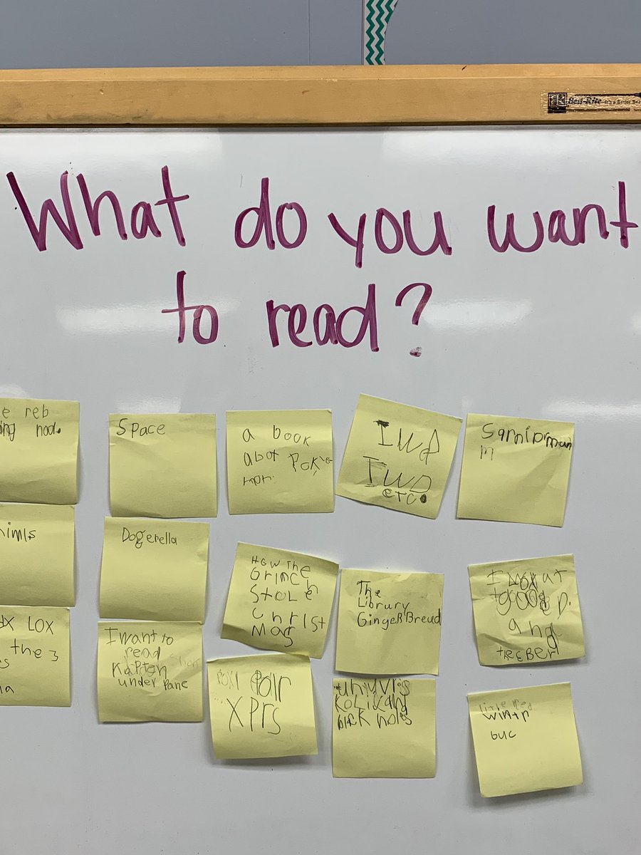 Mrs_Bull_1's tweet photo. My students came up with some really interesting suggestions for what they would be interested in reading this week! They included fairytales, black holes, Pokémon, space, and winter animals! It was so much fun! @AnnHaley_RCS #RCSElemchallenge21 https://t.co/zyWbF7CcvH