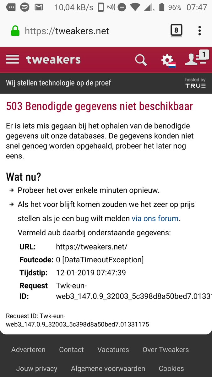 rol3517's tweet photo. @tweakers hey tweakers, jullie homepage en forum liggen eruit https://t.co/lW4ujgY7P1