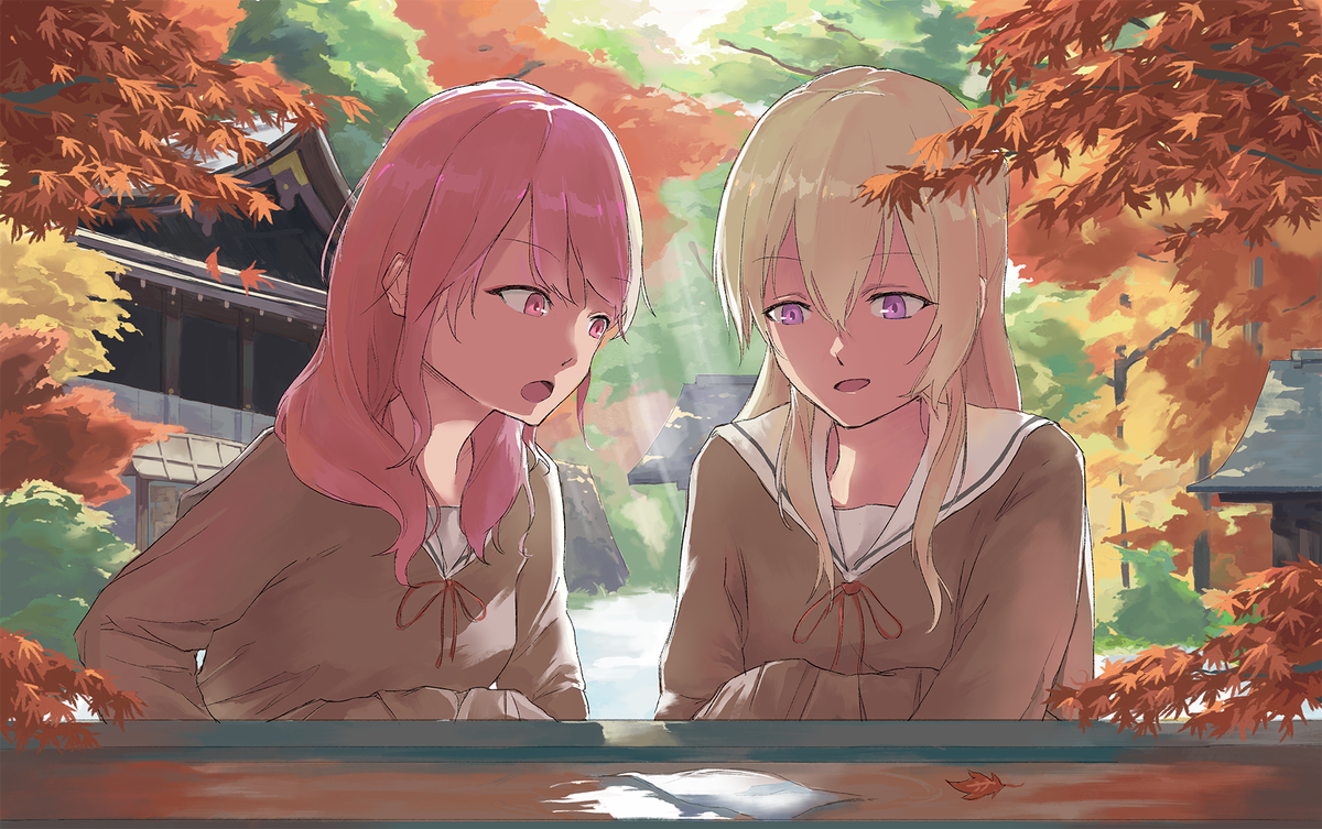 丸山彩 ,白鷺千聖 「花咲川二年 修学旅行
#あやちさ
#りんさよ 」|瑞瑞のイラスト