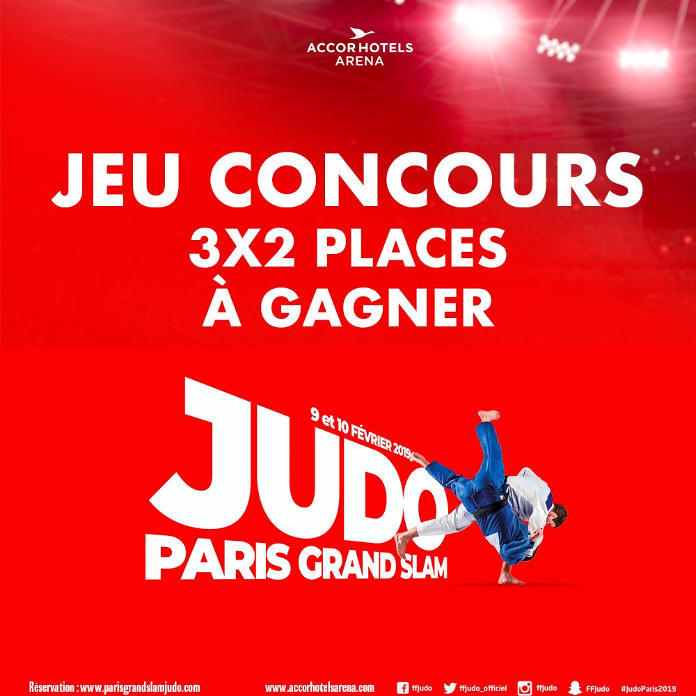 francejudo's tweet photo. #CONCOURS 🎟 Gagnez 2 places pour le #JudoParis2019
✅ Abonnez-vous au compte @ffjudo_officiel et retweetez ce post 
↪️ 3x 2 pass 2 jours à gagner, les gagnants seront tirés au sort parmi les participants. Fin du concours dim. 13 jan. à 23h59. Règlt : https://t.co/gz82epzMkw https://t.co/iEM6rQlwSn