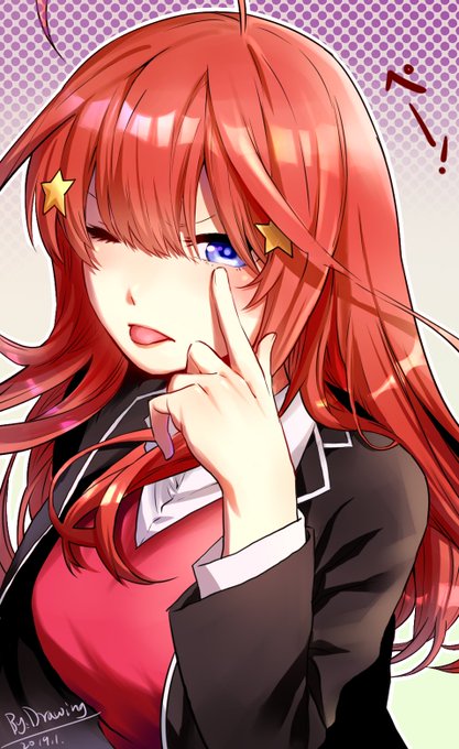 Dr.饅頭さんがTwitterに投稿した中野五月(五等分の花嫁)のイラスト。