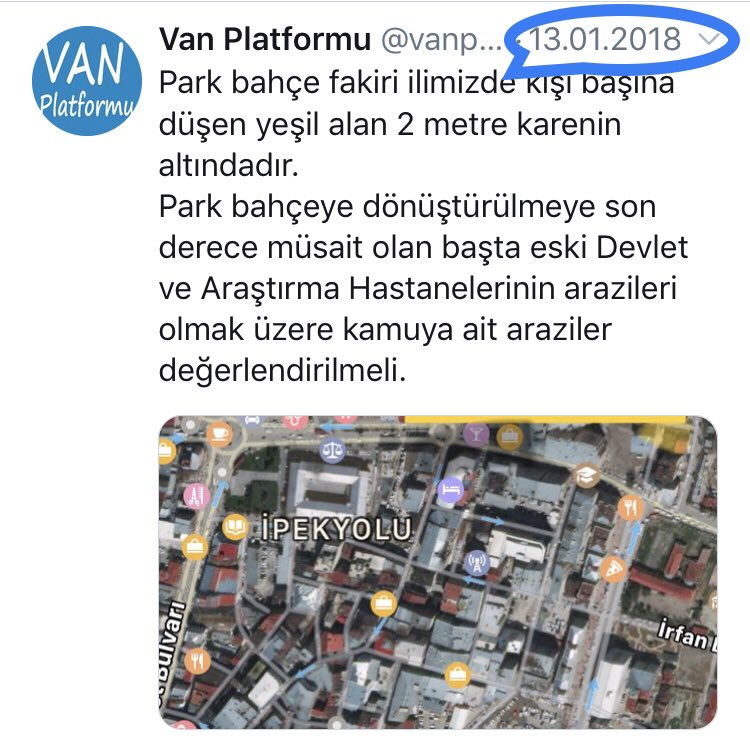 Bundan tam bir yıl önce, Eski devlet hastanesi yerinin park-bahçe,kültür-sanat alanı olmasını dile getirmiştik.
Bugün aldığımız habere göre; Toki bu arsayı satışa çıkarmış.
Allah rızası için bu arsanın satışını durdurun.
<a href="/OsmanGulacarTR/">Osman Nuri Gülaçar</a> <a href="/irfankartal_65/">İrfan Kartal</a> <a href="/ArvasAbdulahat/">Abdulahat Arvas</a> @VanValilik