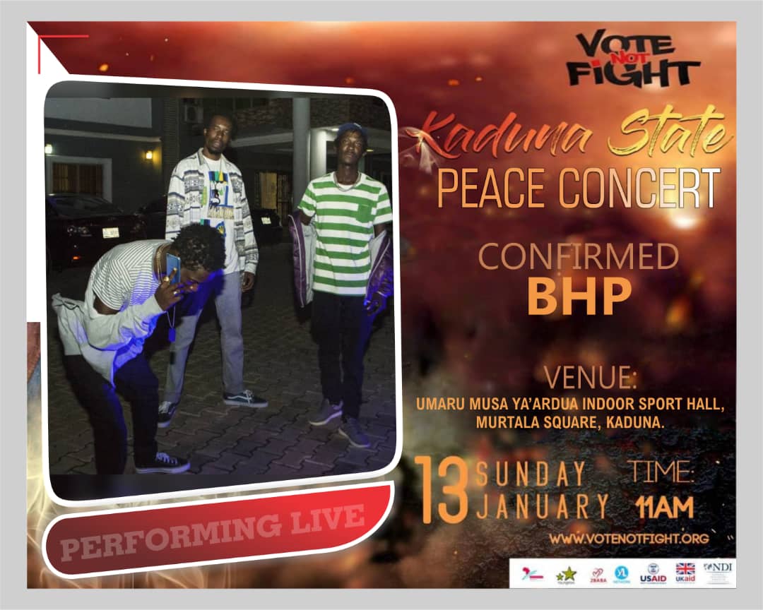 BHPMUSIC_'s tweet photo. Link up with the squad tomorrow Supporting the 2baba foundation, NDI and One Project Africa at the #votenotfight mega peace concert..
Time: 11 am - 5 pm
Venue: Umaru Musa Yar'adua indoor sport hall, Murtala Square, Kaduna.
#standforsomethingorfallfornothing https://t.co/taXaaYdQOm