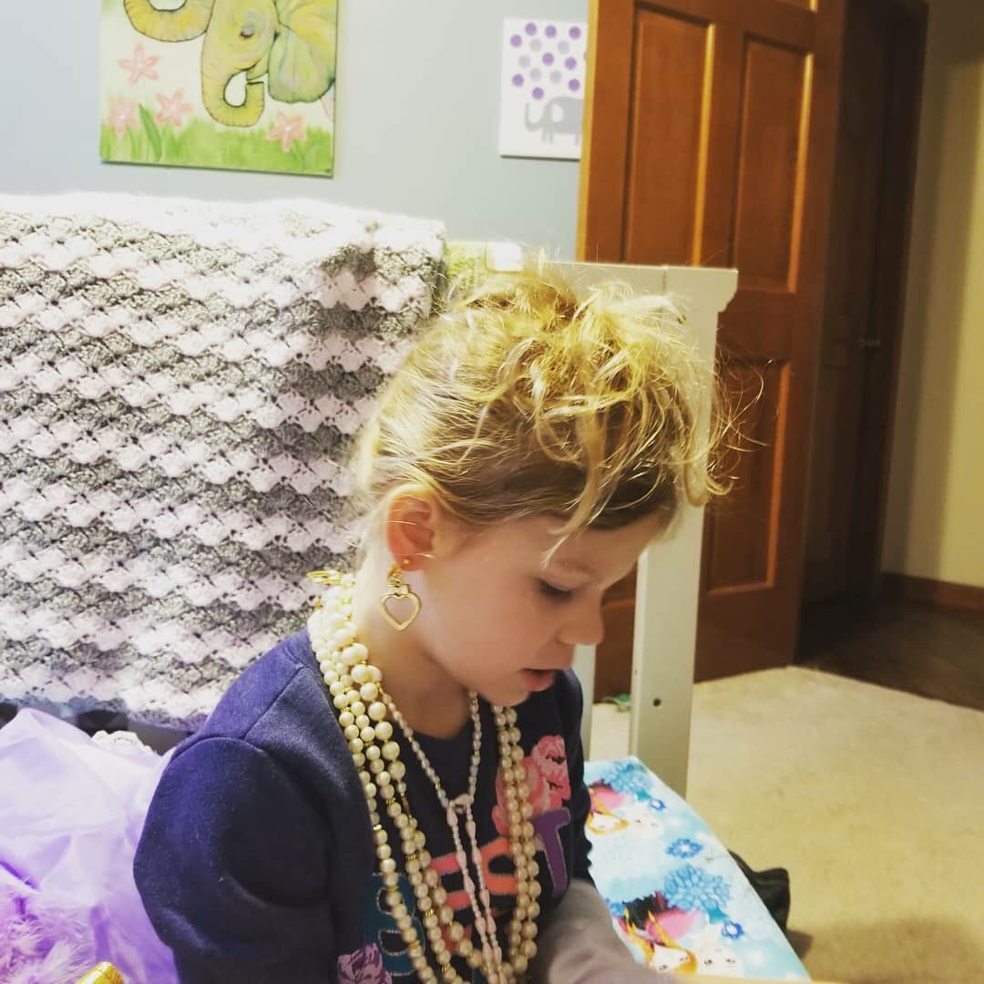 Snow day! She wanted to dress up like a princess before we go sledding