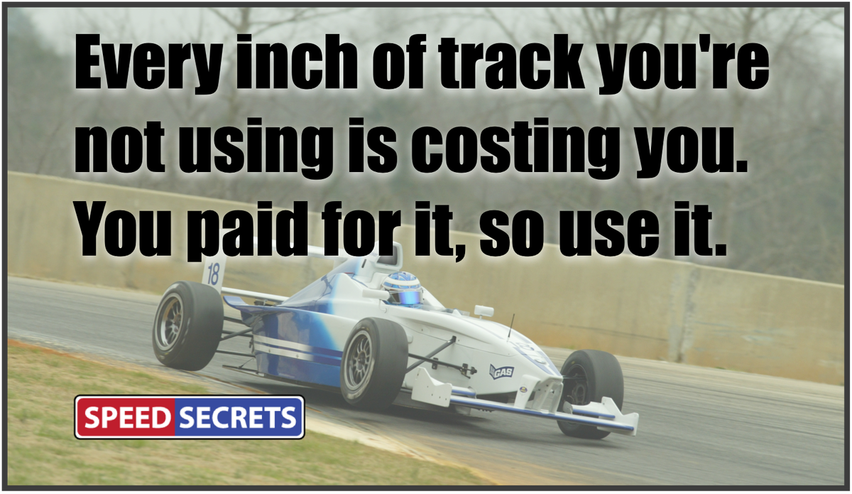 SpeedSecrets's tweet photo. Speed Secret Saturday... Every inch of track you're not using is costing you. You paid for it, so use it.
#SpeedSecretSaturday #speedsecrets #drivingtip #performancedrivingtip #racedrivingtip #performancedriving #highperformancedriving #drivercoach #drivercoaching #hpde https://t.co/75wh5eenhu