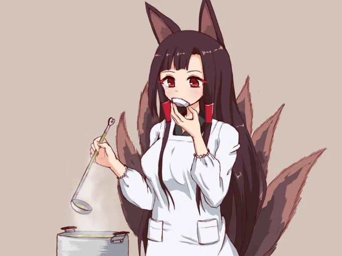 赤城を描いてと言われたので描いた。
朝味噌汁作って味見している感じ。
目じりを赤くし忘れてました・・ので再up
#アズールレーン
#ルルイエ 