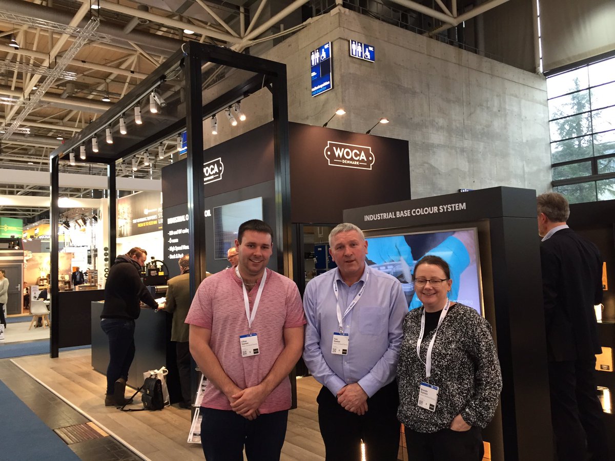 AislinnFlooring's tweet photo. Great to meet the WOCA Denmark team @thedomotex Hannover Germany - great new products on offer, looking forward to bringing WOCA Denmark to the Irish market in the next month #flooring #floorfinish #AislinnHardwoodFlooring #WOCADenmark #DOMOTEX19 https://t.co/C3EPX0Cx5a