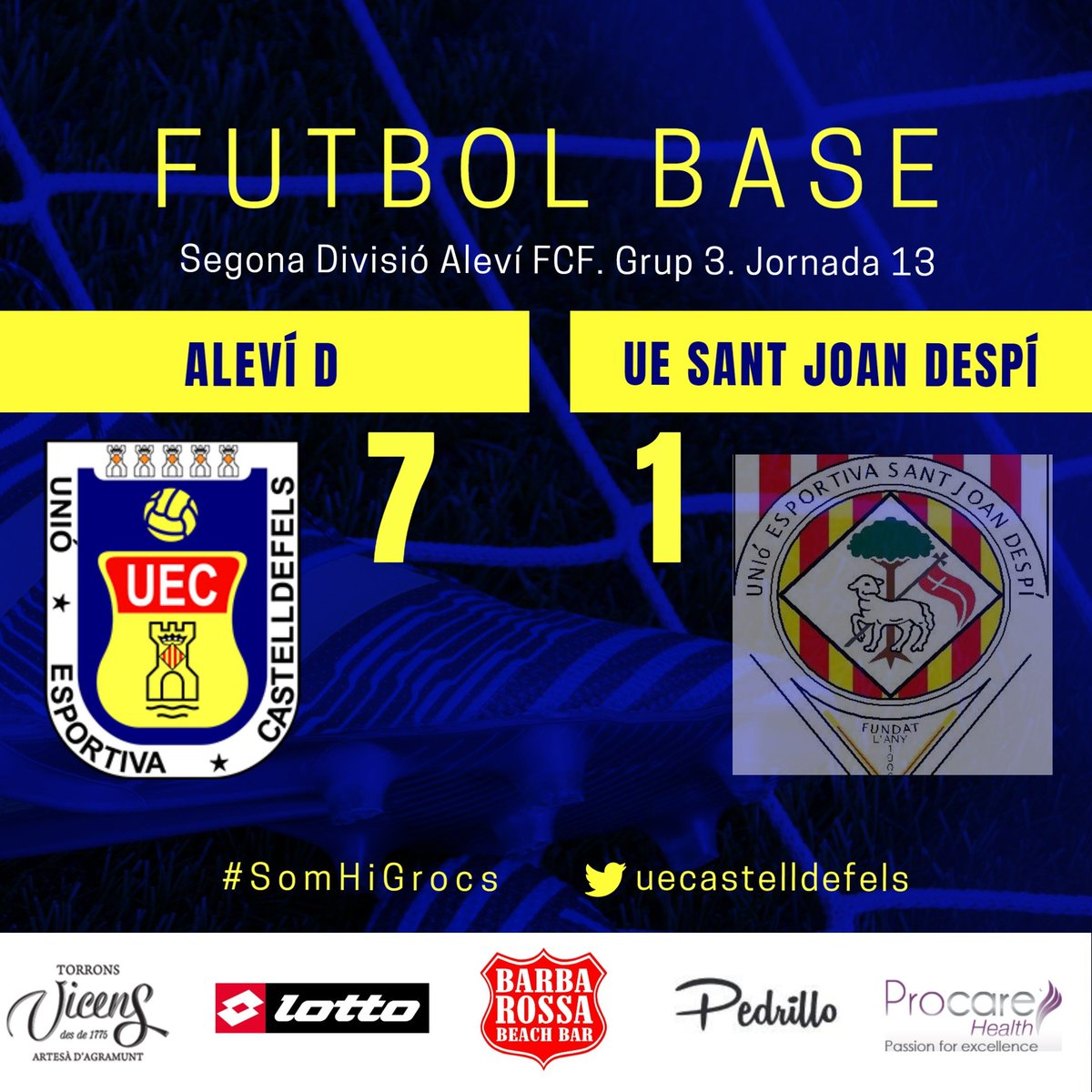 uecastelldefels's tweet photo. #FutbolBaseUEC | ⚽️🔶
✅ ALEVÍ D - @uestjoandespi: 7-1 (Jan Deu 3, Jorge 3, Adri Gil)
#2div3 #SomHiGrocs https://t.co/RLsrs8r98L