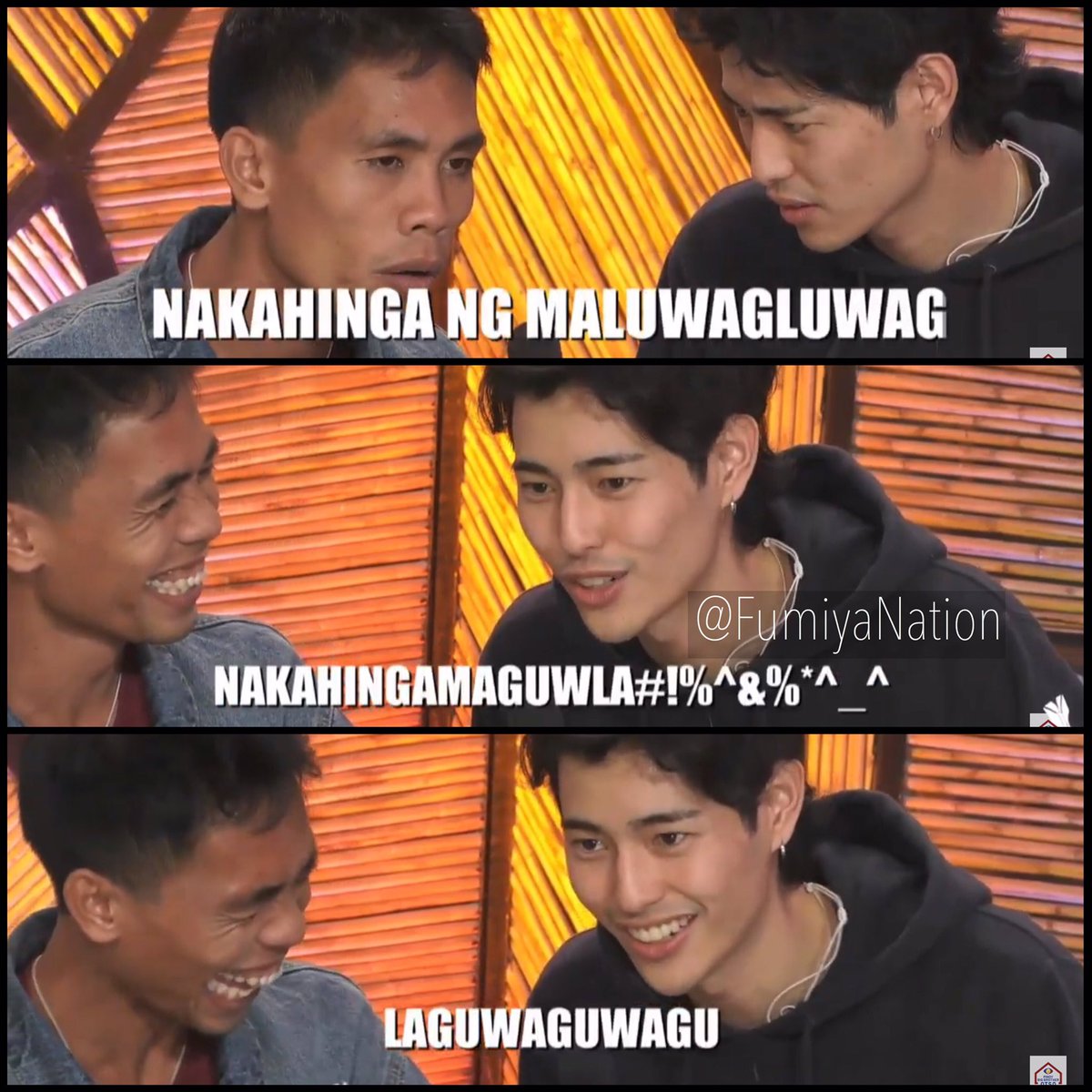 FumiyaNation's tweet photo. Yamyam Sensei's back at it again with another pronunciation lesson! Naloka ako HAHAHAHAHAHA

#PBB8LuksoNgDugo 
#FumiyaIsKapamilya 
@PBBabscbn 
@fumfumfum3 https://t.co/gLnPn6LgQs