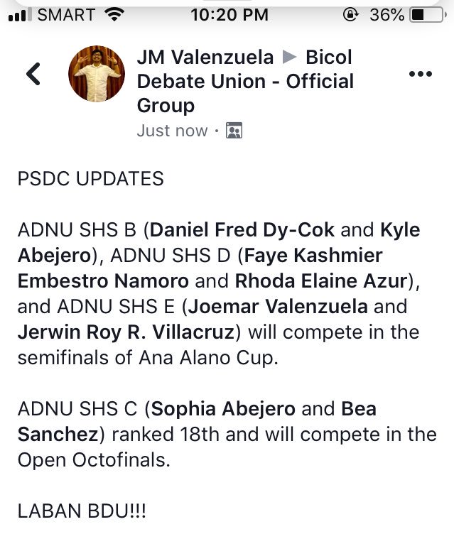 _OfficialBDU's tweet photo. Update from PSDC 2019!
Congratulations to ADNU SHS B, D and E for breaking in the Semis of the Ana Alano Cup.
Meanwhile, ADNU SHS C ranked 18th and will compete in the Main Cup Octos!
#LabanBicol https://t.co/FeHYG1VSVL