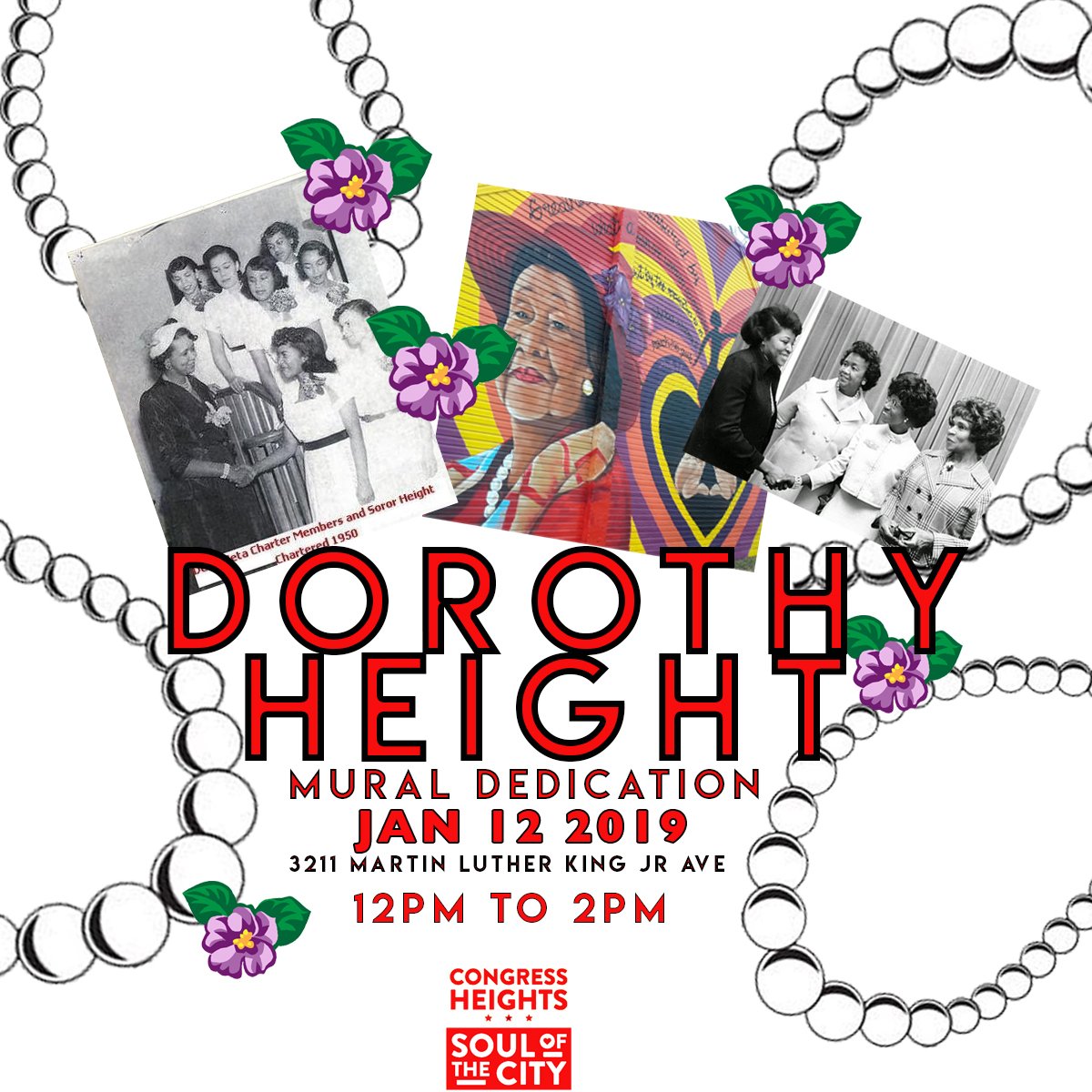 Destination_CH's tweet photo. TODAY Saturday, January 12, 2019 in #CongressHeights? You’re invited to join us—starting at 12:00-2:00 p.m. Meet the local artists & our creative students of @democracyprep View dedicated #DCmural #DorothyIHeight in the #soulofthecityDC at 3211 Martin Luther King Jr. Ave. SE https://t.co/NWPZRGBqRK