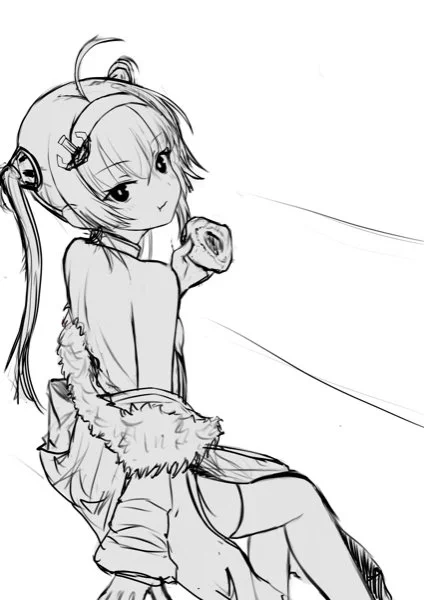 最近太いブラシから線を削ってラフを作ることにハマってます
なかなか形が把握しやすく描きやすいのでオススメです( ﹡・ᴗ・ )b 