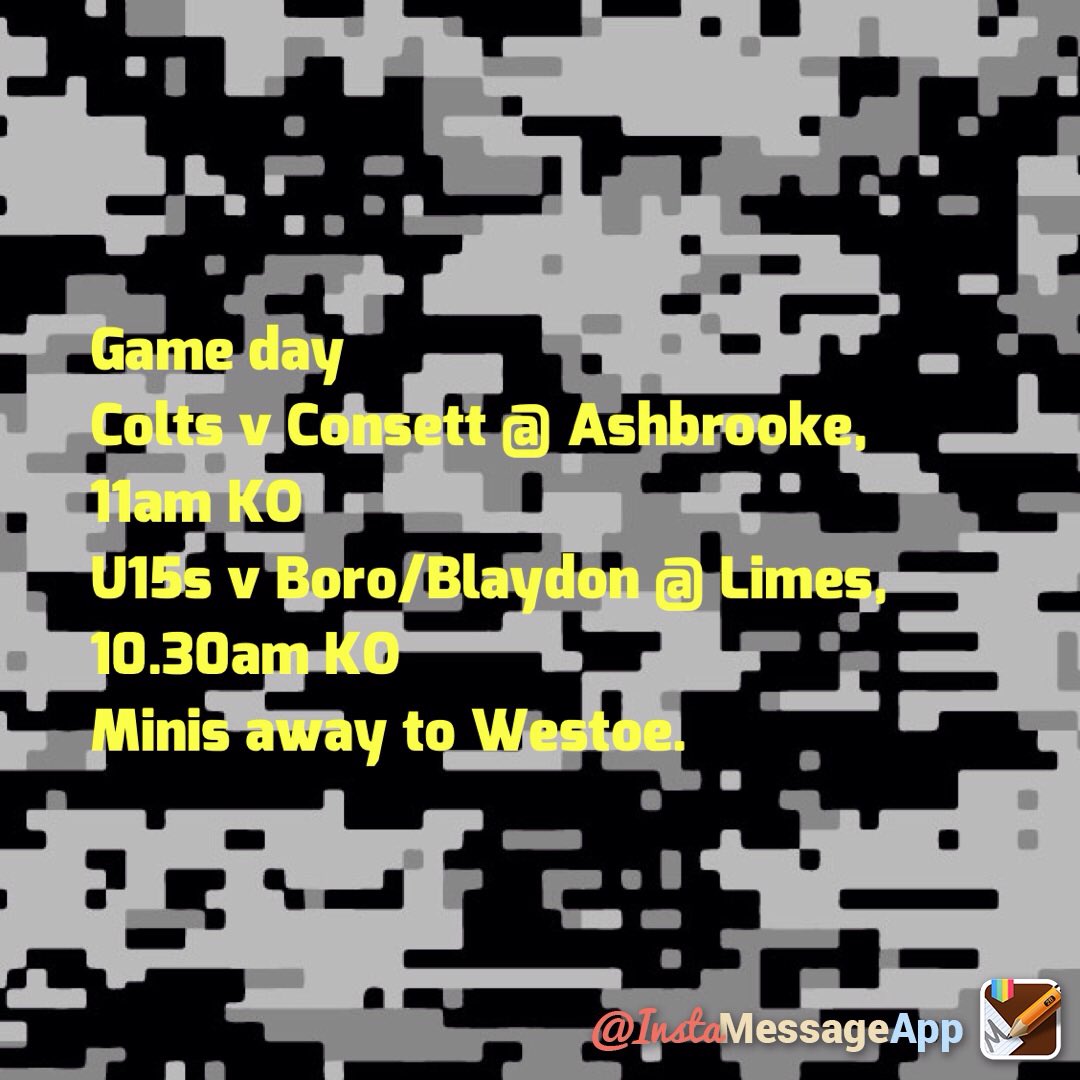 Sunderlandminis's tweet photo. #InstaMessageApp
@WestoeJuniors @WestoeRFC @ConsettRFC @BlaydonRFC @BoroRugby https://t.co/VlOGvaEHno