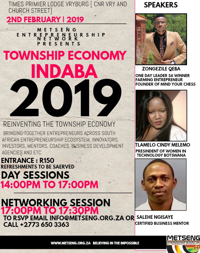 MetsengNPC's tweet photo. Join us on the 2nd of February 2019, at Vryburg as we reinvent  the township economy.
#TEI2019
#4HubsIn1Year https://t.co/YeyZXXJiRH