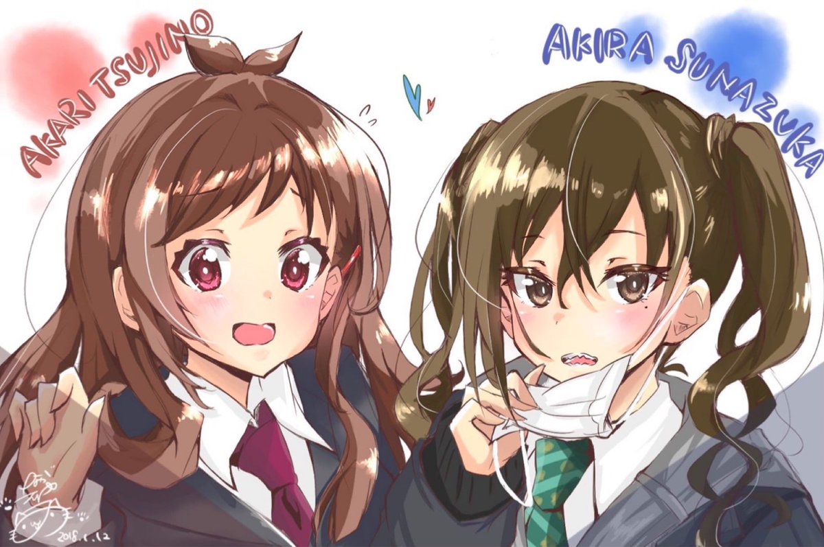 sunazuka akira multiple girls 2girls mole mole under eye brown hair sharp teeth necktie  illustration images