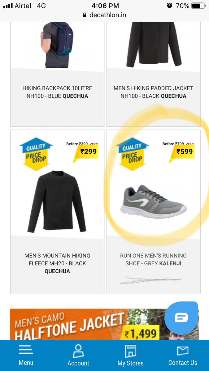 gotohanabar's tweet photo. @Decathlon_India : the same product at your website has two different prices.
We know you as customer centric company.
Such mistakes are not expected from such reported organization! https://t.co/66JLXFTqly