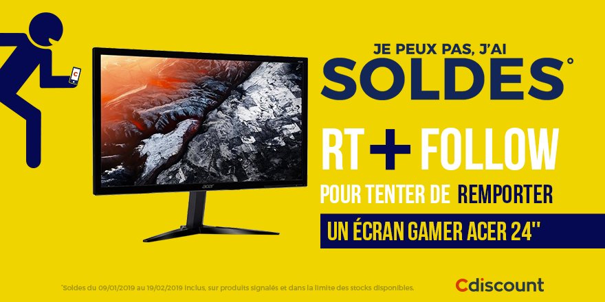 Cdiscount's tweet photo. 🎁 #Concours

👉 À gagner pour les Soldes : https://t.co/yrnNG5ZG35 !

🔸 Pour tenter votre chance : 
RT + Follow @Cdiscount

TAS 18/01

🏃#JePeuxPasJaiSoldes https://t.co/qFc2cZnre1