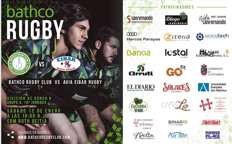Esta tarde estaremos en el partido de #Rugby #Bathcco vs #Eibar