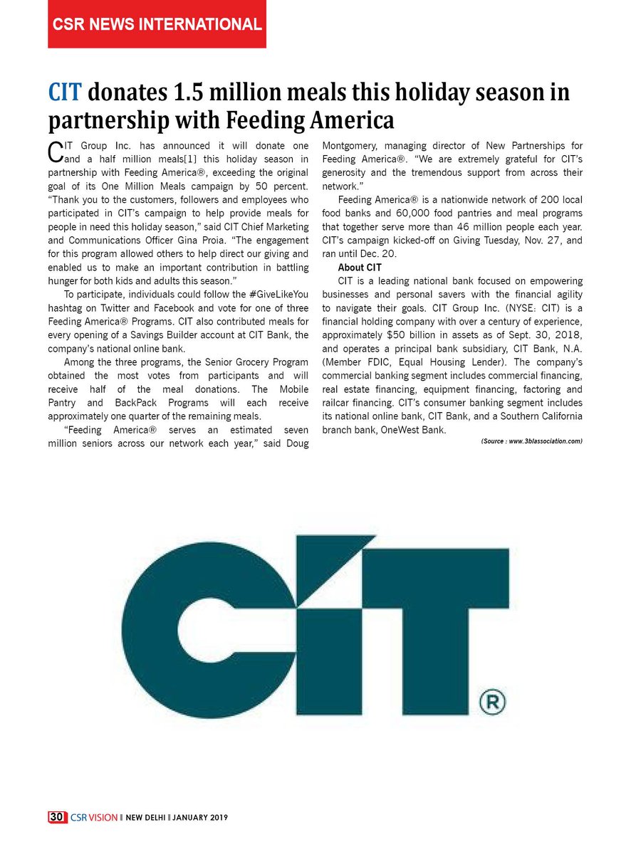 CsrvisionInfo's tweet photo. News Covered in January 2019 Issue https://t.co/9nvc6P0fMD