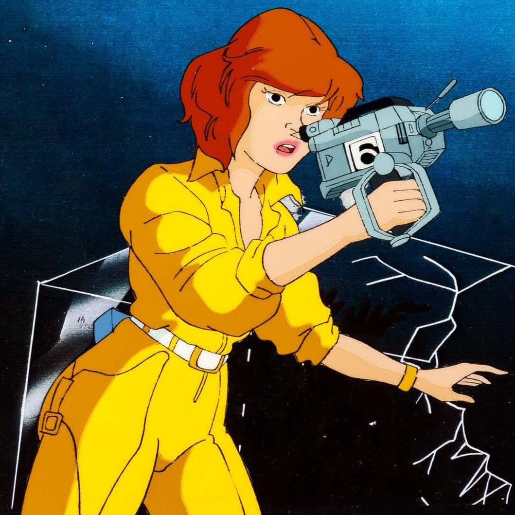 Model sheet, cels, and screenshots of April O'Neil from Teenage Mutant...