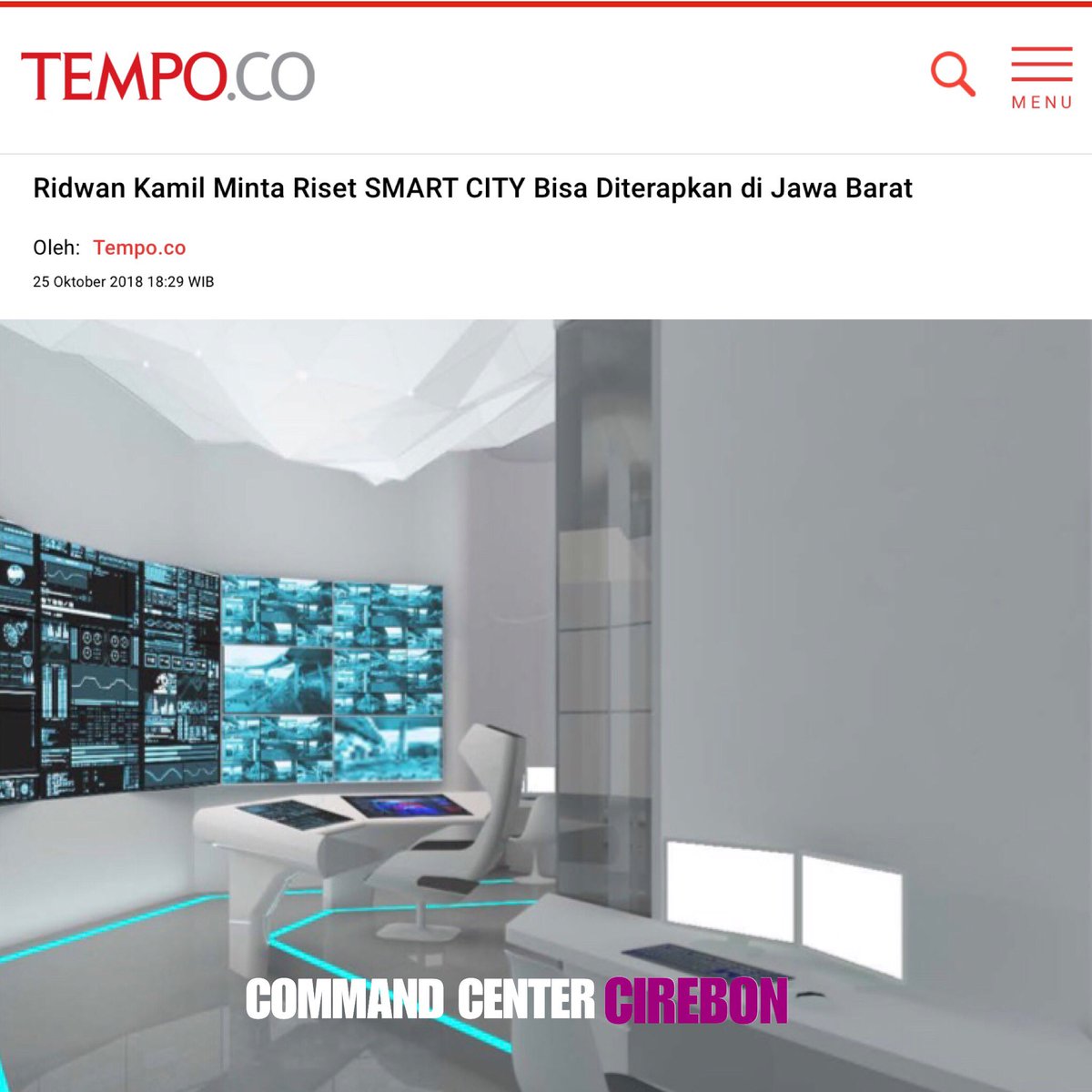 ridwankamil's tweet photo. SMART DIGITAL GOVERNMENT akan diterapkan di semua Kota/Kab Jabar. Melalui sistem Smartcity, layanan publik akan full digital, Anggaran dikontrol scr digital agar jauh dari korupsi dll. TAHUN  ini hibah Command Center dihadirkan di: Garut, Pangandaran &amp; Kab Cirebon.  #JabarJuara https://t.co/u7qkBR3t04