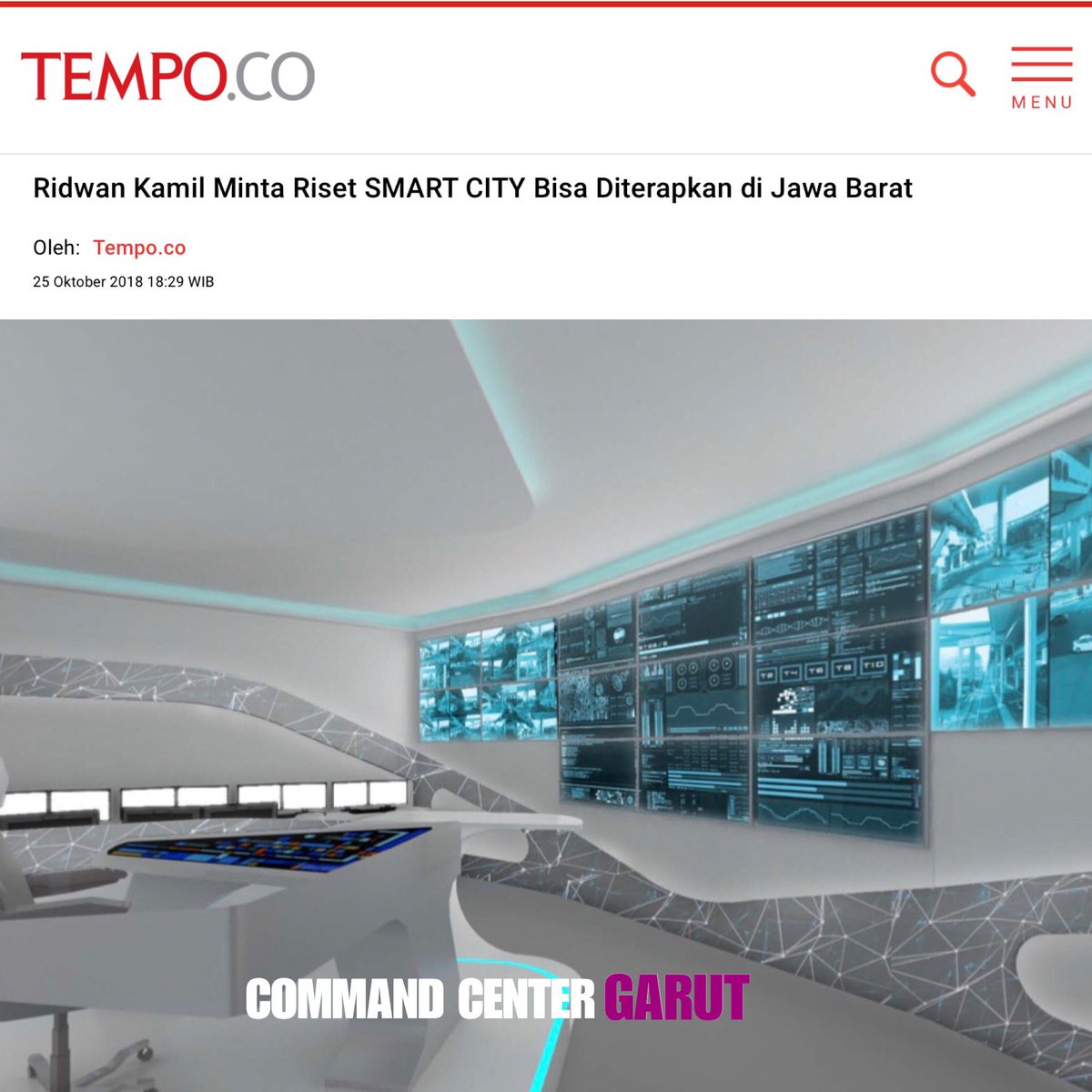 ridwankamil's tweet photo. SMART DIGITAL GOVERNMENT akan diterapkan di semua Kota/Kab Jabar. Melalui sistem Smartcity, layanan publik akan full digital, Anggaran dikontrol scr digital agar jauh dari korupsi dll. TAHUN  ini hibah Command Center dihadirkan di: Garut, Pangandaran &amp; Kab Cirebon.  #JabarJuara https://t.co/u7qkBR3t04