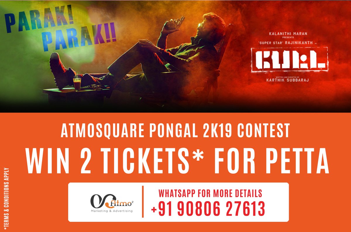 atmosquareinc's tweet image. One More Day to Go! Rush your entries... #Atmosqure #ViswasamContest #Pettacontest #Win Couple Tickets.

The Winner will be announced by Tomorrow.. 6 PM.