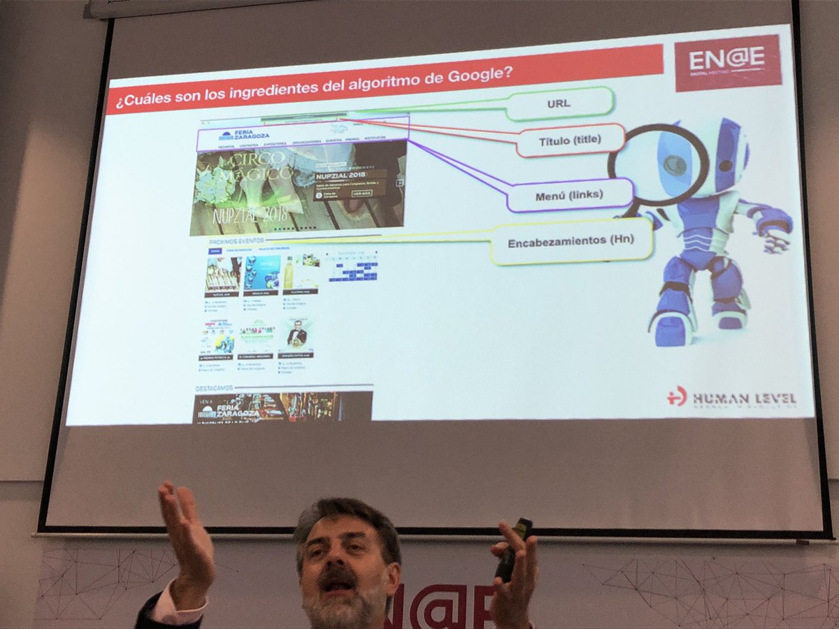 sergiovazq's tweet photo. Los Principales Ingredientes clásicos del Algoritmo de Google Según @fernandomacia en #EnaeDM19 son los factores OnPage(Contenidos que decimos ) y OffPage(enlaces con lo que dicen de nosotros ) y el contexto(ubicación) y la experiencia de Usuario(CTR, rebote) 😉 @ENAEbusiness https://t.co/r3B9njtXPB
