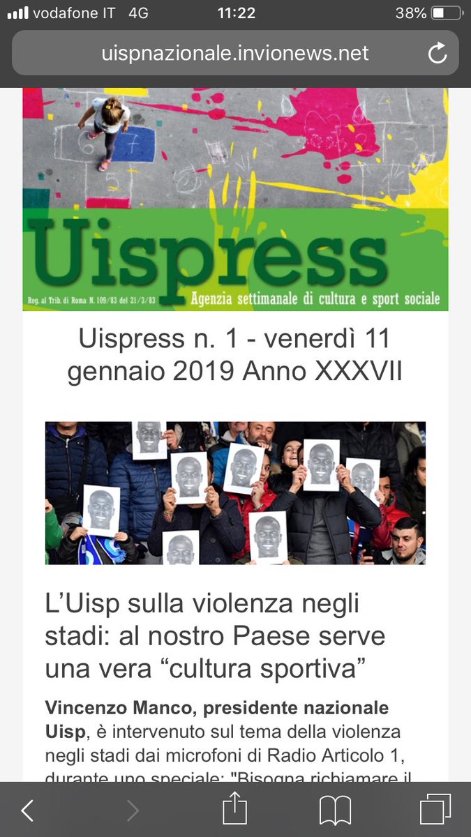 Uispress's tweet photo. Ecco il n.1 #2019 di @Uispress : violenza #calcio parla @VinceManco - corsi #formazione #Uisp - #nuoto intervista a @bomber_orsi - #70anniUisp un 2018 pieno di iniziative: eccole - nuovo numero #Pagine Uisp - incontro #governo e @forumterzosett https://t.co/XnOHUVT7LX https://t.co/Mzf2UEnOFX