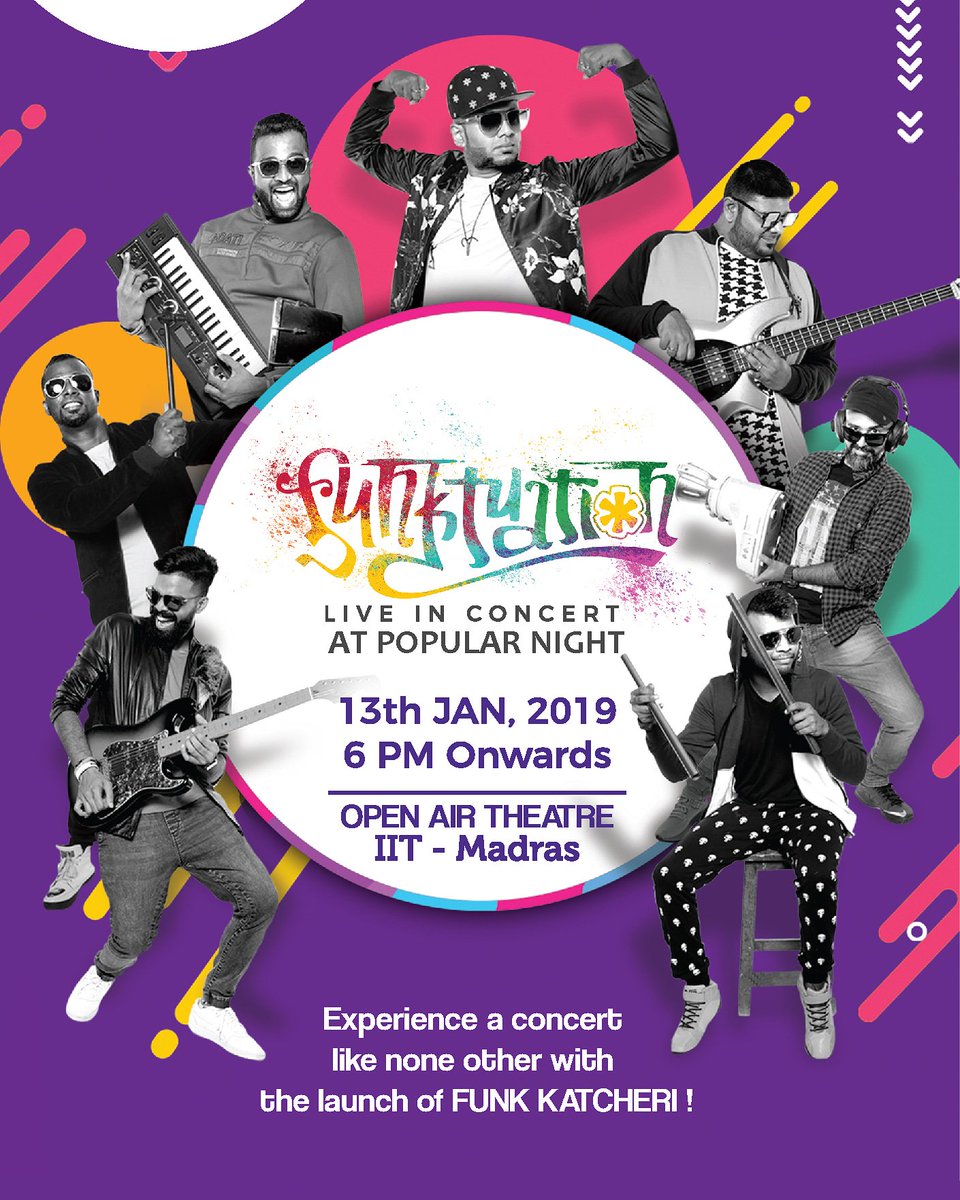 Benny Dayal's band Funktuation's EP “Funkatcheri” launches on 11th January 2019 with the first live performance at Saarang, IIT Madras on the 13th of January alongside KK at the Popular Night! 

#funktuation #funk #on #funkstuff #epic #funnymemes #band #music #electro #pop