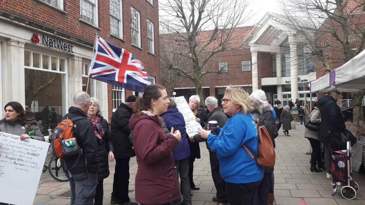 WelHatLibDems's tweet photo. A busy morning already and it looks like there's a clear message from the people of Welwyn Garden City - there's little support for the government and a strong preference for a #PeoplesVote and an #ExitFromBrexit https://t.co/8agSvUc14T