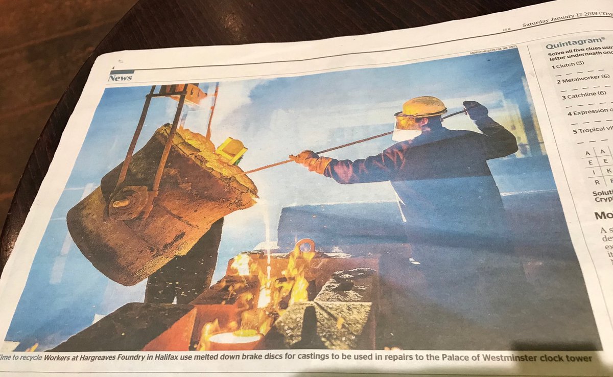 Great to see ⁦<a href="/HargreavesFndry/">Hargreaves Foundry & Drainage</a>⁩ make a half page photo in today’s ⁦<a href="/thetimes/">The Times and Sunday Times</a>⁩ in connection with our work on The Palace of Westminster 

#UKmfg #madeinhalifax #madeinyorkshire