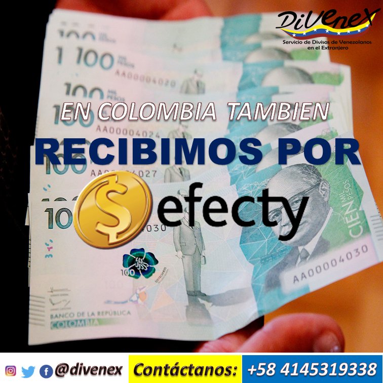 divenex's tweet photo. Ahora desde #Colombia recibimos tus pagos por #Efecty.
.
.
Contactanos por nuestra única línea autorizada de atención al cliente:
.
+58 4145319338📱
.
Siguenos en instagram, facebook y twitter como @divenex  
.
.
#divenex #divisas #cambiobolivares #Colombia  #cambio #envioremesas https://t.co/VxMG5Jozy0