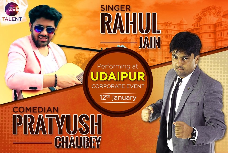 The very talented singer #RahulJain and amazing comedian @ChaubeyJeee will perform in Udaipur tonight at a corporate event.