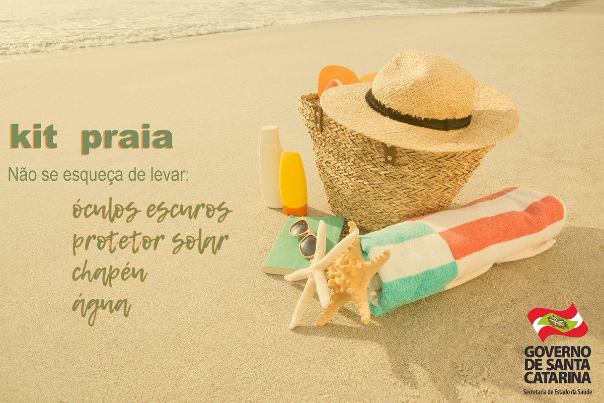 GovSC's tweet image. Final de semana chegando. Para curtir uma praia ou piscina, não esqueça dos itens obrigatórios. Evite queimaduras e cuide de sua saúde. #Saúde #GovSC #Verão #verão2019 ##calor #DicasdeSaúde #SES