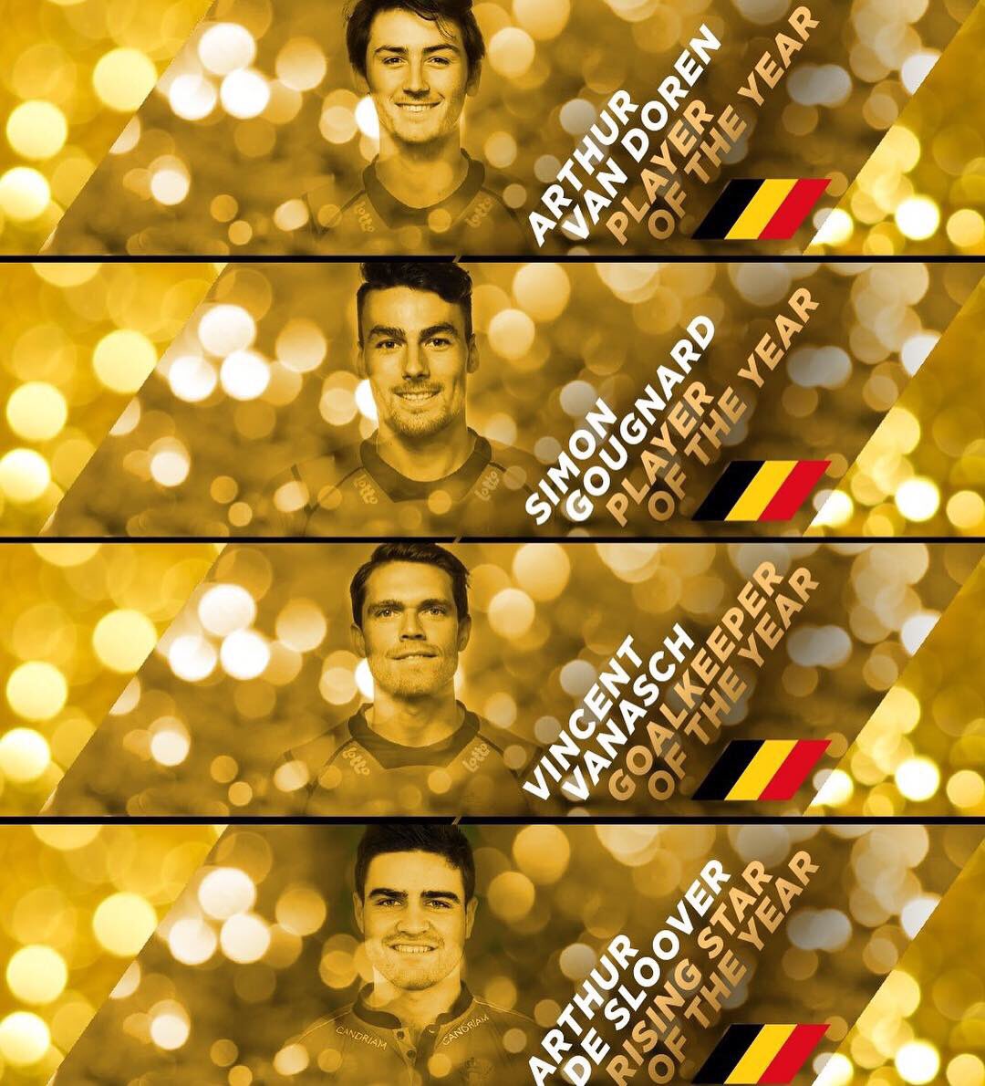 Make your vote count & make Belgium proud once again 🤩🇧🇪 

• Link in bio ✅‼️

• vote for 🖤💛❤️ @arthurvandoren @simongougnard ⭐️ @deslooverarthur 💫  @vincvanasch21 🌟 

#weneedyou 🙏🏽 #redlions 🦁 #oneteamonemind 👑 #hockeystarsawards ⭐️ #sharethelove ❣️