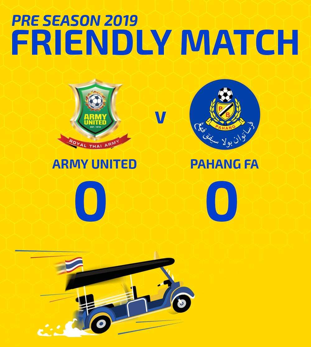 AtokSukan's tweet photo. …......................................................
Jelajah Pra-Musim Thailand 2019
.........................................................
Skuad tok gajah terikat tanpa jaringan dengan Army United. Tiada sepakan penalti diberikan. 

#PreSeason2019
#PahangFA
@MediaPhgFA https://t.co/B1DkqBTjFr