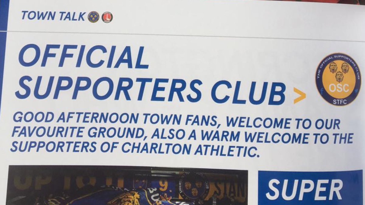 STFCOSC's tweet photo. Todayโs @shrewsweb match day programme is available with the latest from the @STFCOSC on page 56 by Barry.
#Salop
#SalopBeyond
#BlueAmberArmy https://t.co/Jirn0eC5bP