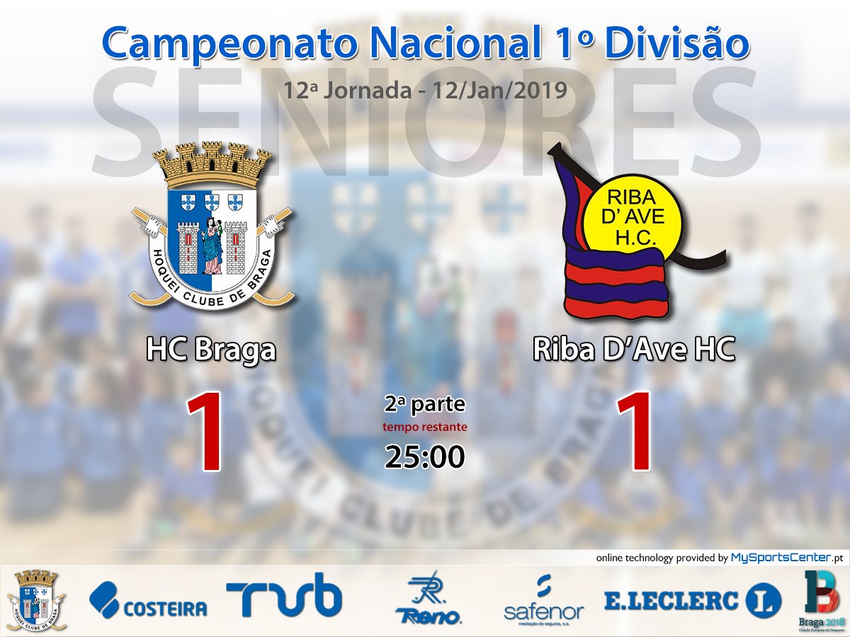 Início da segunda parte do Hóquei Clube Braga vs. Riba D'Ave Hóquei Clube - 12ª Jornada do CN 2018/2019.