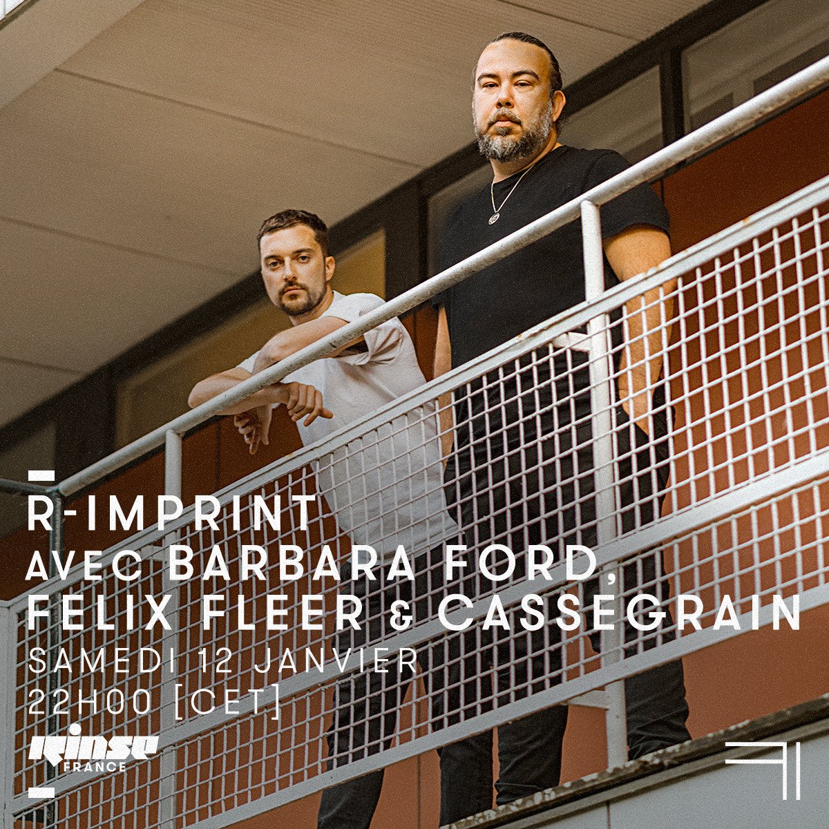-22h-

C'est parti pour #R-Imprint avec <a href="/barbaravls/">Barbara Ford</a> , #FelixFleer &amp; #Cassegrain !

#verrouillé 🔒 >>> rinse.fr/player