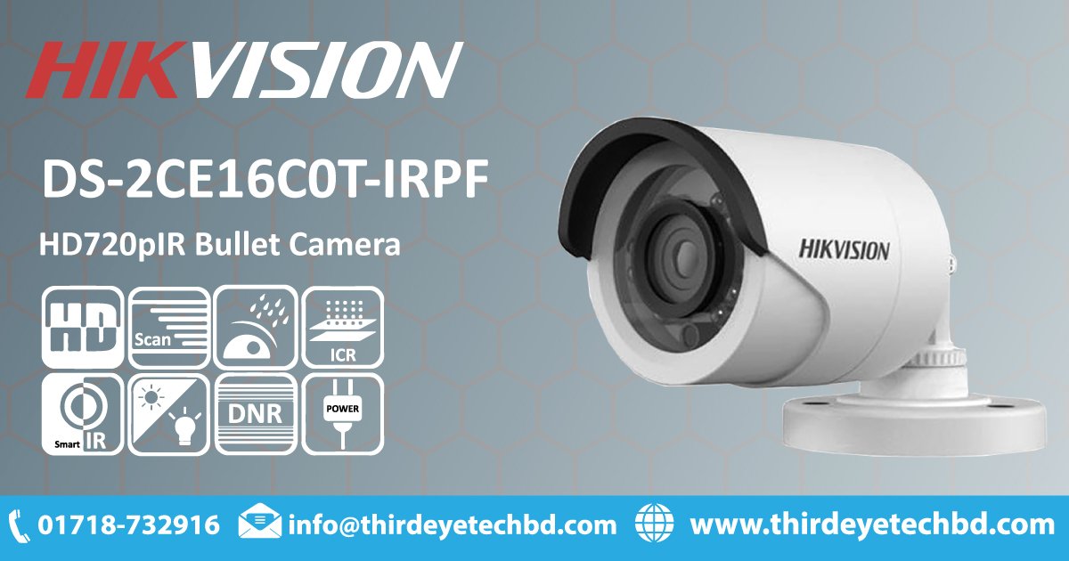 Third Eye Tech
eMail:info@thirdeyetechbd.com
thirdeyetechbd.com
Cell:+8801918-545118
Brand:HIKVISION
Model:DS-2CE16C0T-IRPF
Type:HD720P IR Bullet Camera
Made In China
Shop Now:bit.ly/2VMigPA
#HIKVISION #DS-2CE16C0T-IRPF #Hikvision Bangladesh