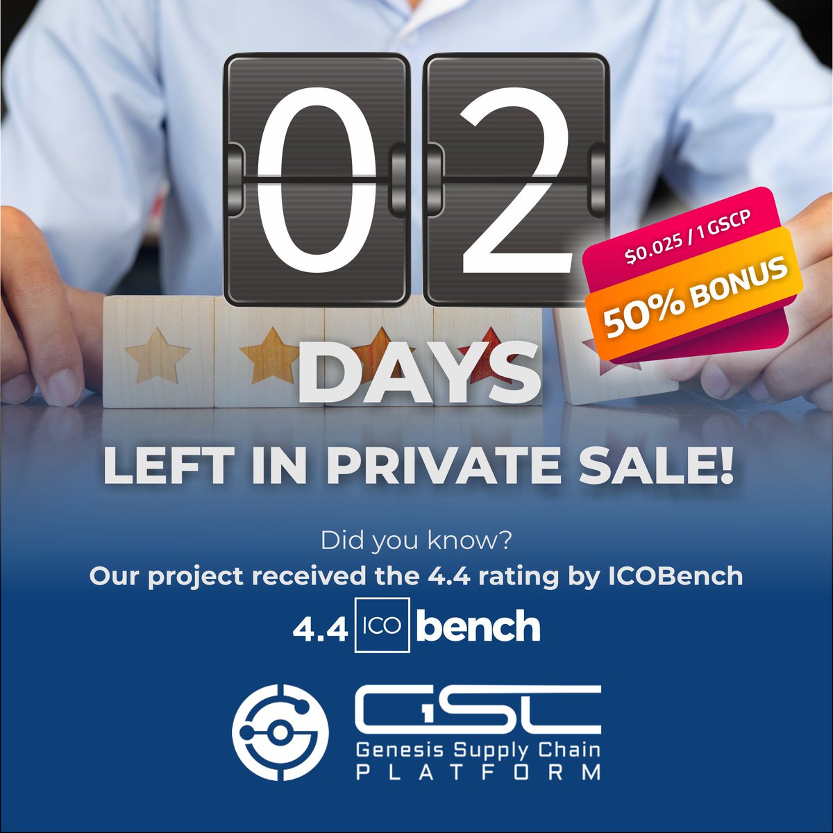 We are a highly rated project! Time is running out to complete KYC and be a part of the private sale drawing for $30k of #GSCP! Like and RT all our countdown posts for a chance at $1k of #GSCP. More at gscplatform.io #tokensale #blockchain #supplychain #purchasers #ERP3