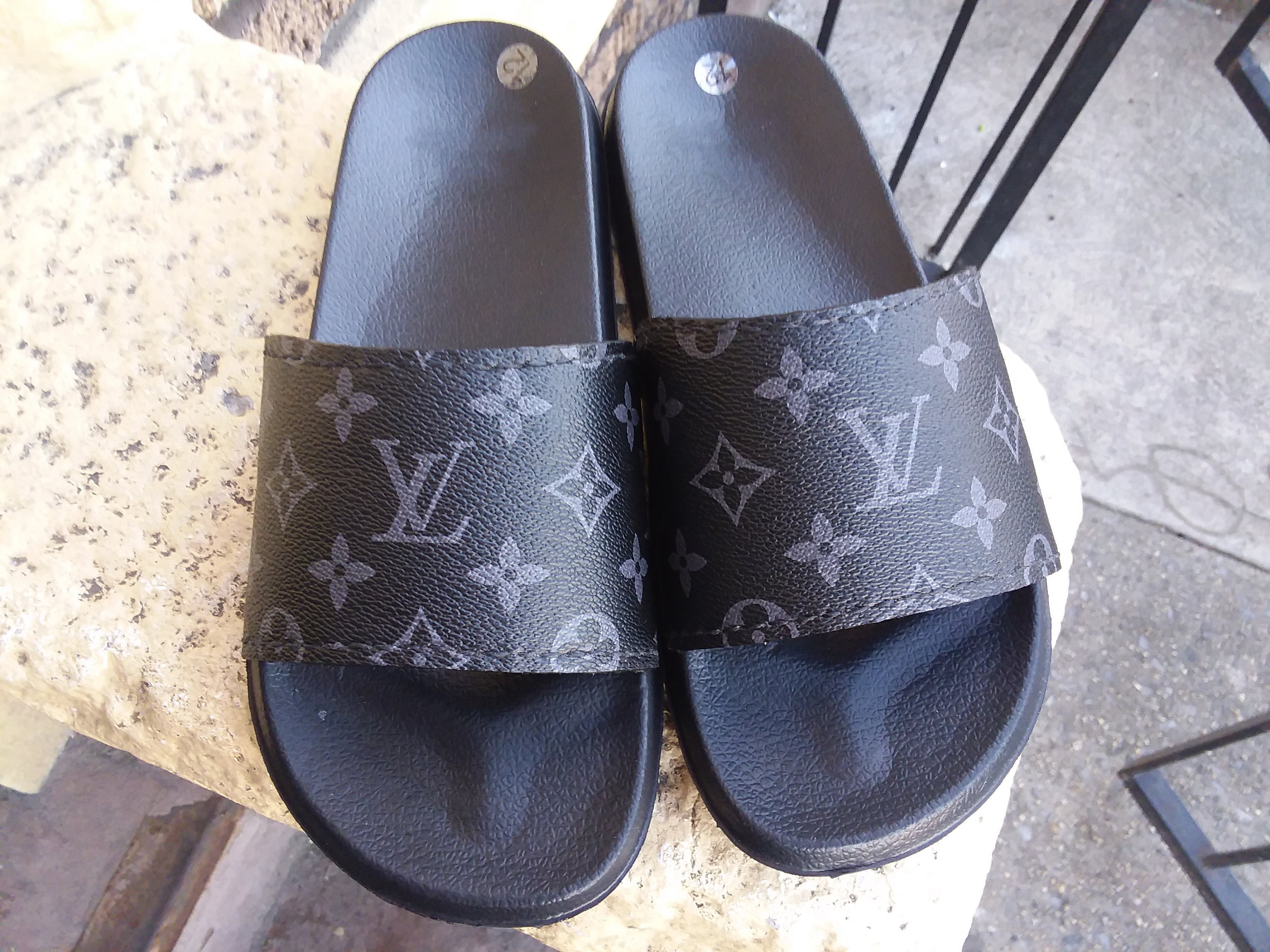 RestoreBlock on X: Excited to share the latest addition to my # shop:  Upcycled Authentic Eclipse LV Louis Vuitton Paris Slides Men - Sandals -  Slippers  #clothing #shoes #men #black #gray #