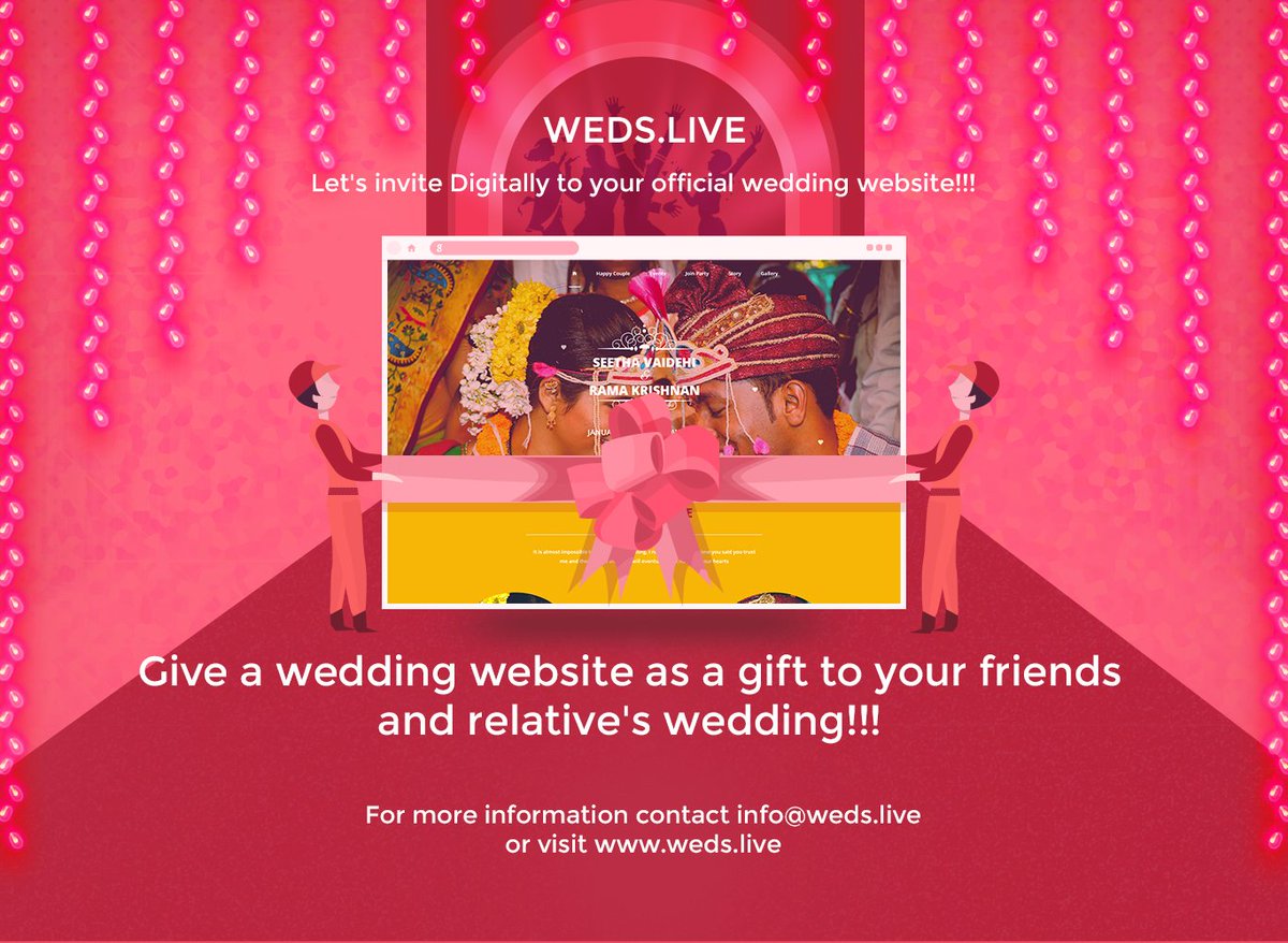 WedsLive's tweet image. Weds.live offering stunning wedding website, bride &amp;amp; groom name printed Domain( bride&amp;amp;groom.weds.live ). Free website &amp;amp; Domain &amp;amp; Pay for hosting just 500 INR for 3 months. Visit weds.live    #wedding #offer  #invitedigitally #official_wedding