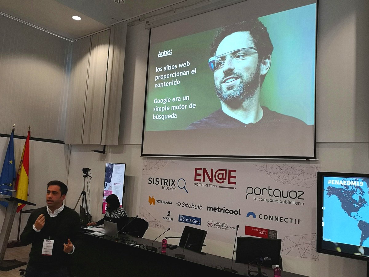 ENAEbusiness's tweet photo. Arrancamos la sesión de tarde con @danielglatorre, Country Manager para España en @sistrixES. Viene a hablarnos de “La transformación de los SERP’s” ¿Necesita Google tu sitio web? 🤔💻

#enaedm19 #SomosEnae #MarketingDigital https://t.co/FTJQ7gvyOo
