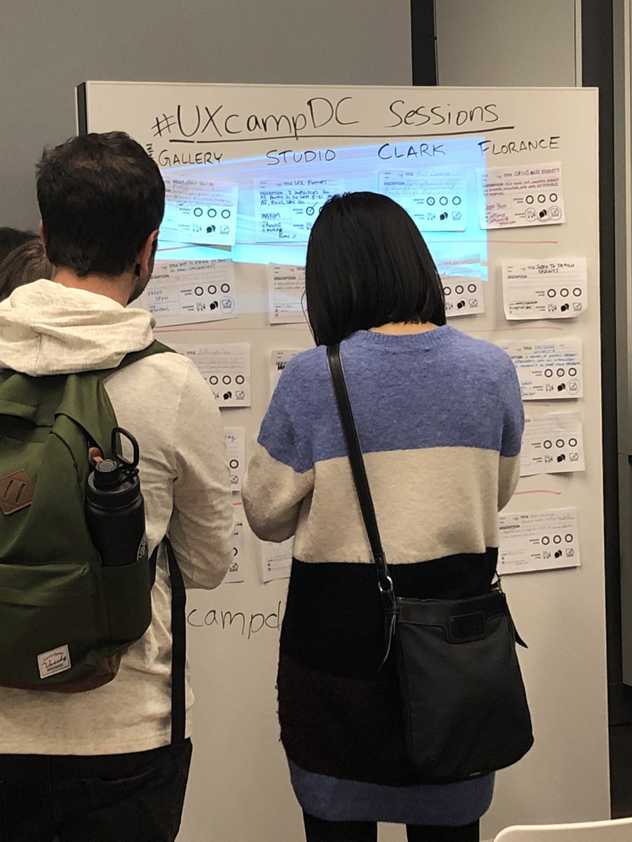 Let the #peerlearning commence! #uxcampdc (#protip don’t worry about clamoring to see the board; you’ve got the schedule right at your fingertips: uxcampdc2019.shdlr.com/#/schedule!)