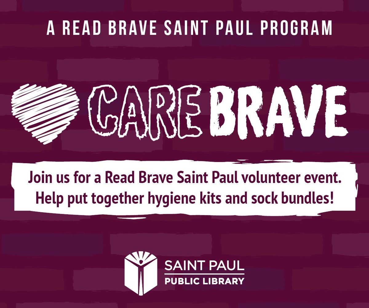 Bring the family and create hygiene kits and sock bundles w/Hands On Twin Cities @HOTC at Dayton's Bluff Library Jan 26, 2-4 p.m. or Highland Park Library, Jan 27, 1-3 p.m. #CareBrave #ReadBrave bit.ly/2H898l0
 @BCMSroar @stpaullibrary @RobSahliAP @RyanVernosh @SPPS_News