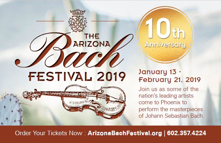 Our 10th anniversary Festival starts Sunday (1/13) at 3 (lecture at 2) with the Marion Baroque trio at Christ Church of the Ascension in Paradise Valley (goo.gl/maps/CyErwLVUG…). Tickets online arizonabachfestival.org or at the door. #JSBach