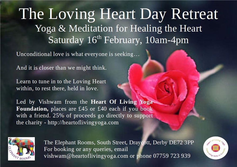 Beautiful, heart healing day retreat supporting the #heartoflivingyoga Foundation's charity work ❤ All welcome, though spaces are limited. Full details at heartoflivingyoga.com/events/2019/2/… 

#heartpractice #livingintheheart #radicalselfcare #Loveyourself #Derbyshire #Nottingham #Derby